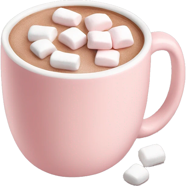 Light Pink mug of hot chocolate with marshmallows  emoji