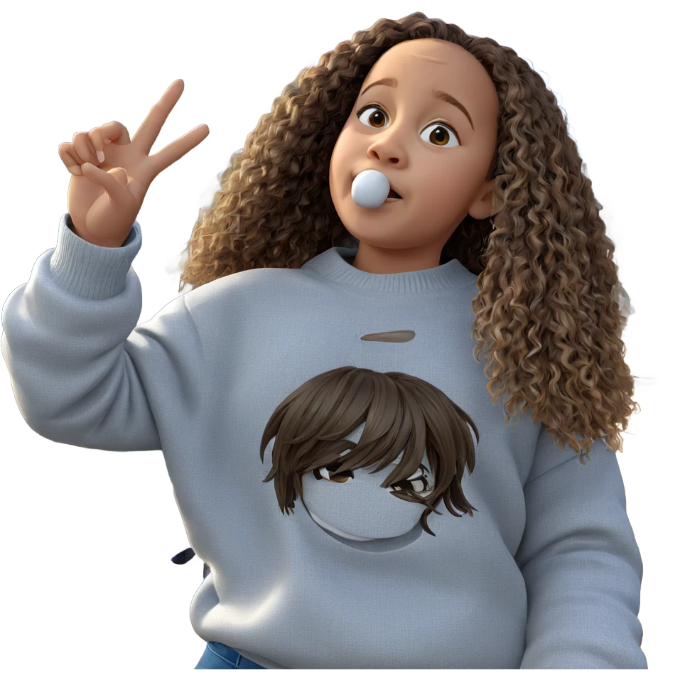 girl in white sweater outdoors emoji