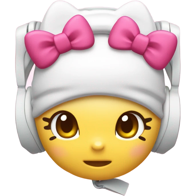 Hello kitty mit Schleife und Kopfhörer  emoji