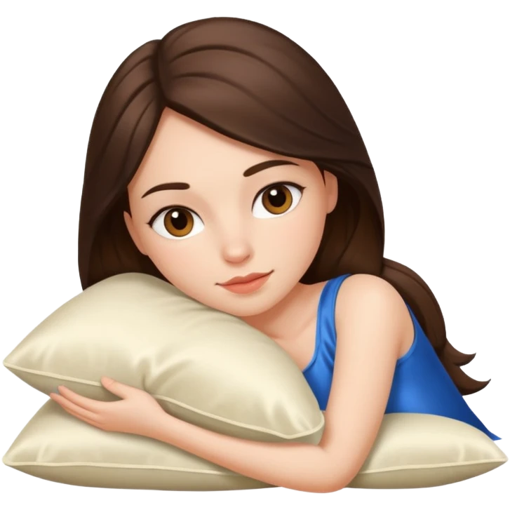 sleeping beauty, brunette white girl, resting on a silk pillow emoji