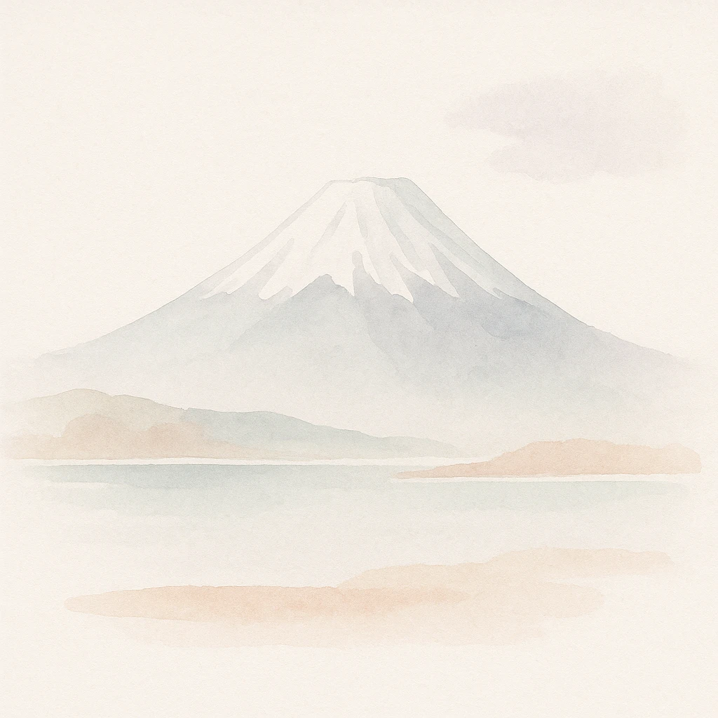 Mount Fuji, watercolor art style emoji