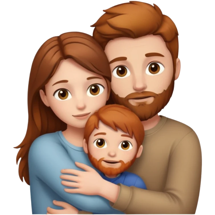 brown haired girl cuddling boy with brown hair and ginger beard and hazel eyes emoji