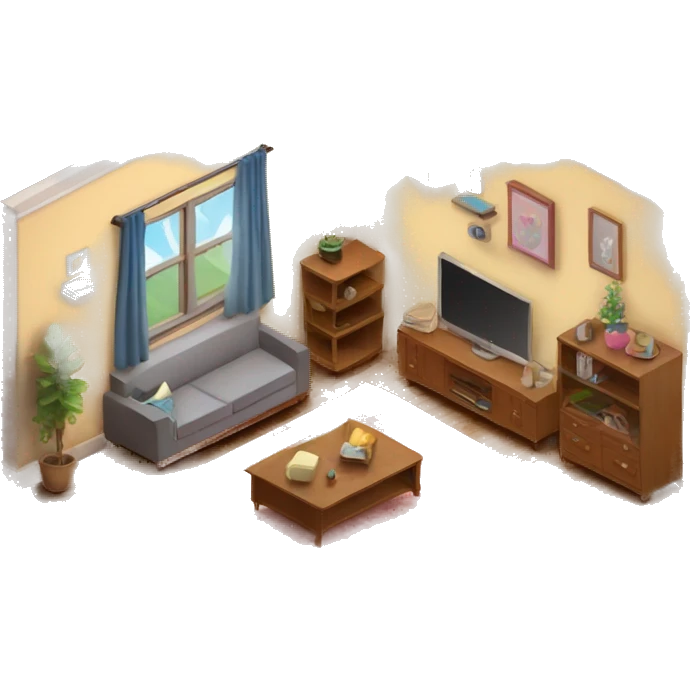 Cute apartment living room interior isometric emoji