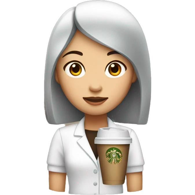 Starbucks asian girl barista with cup in hand emoji