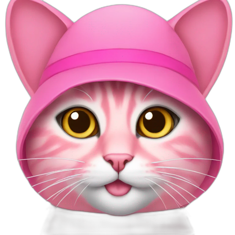 Photo of a pink cat with a hat emoji