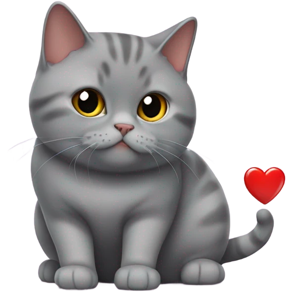 Cat (british shorthair) pukes out a big heart emoji