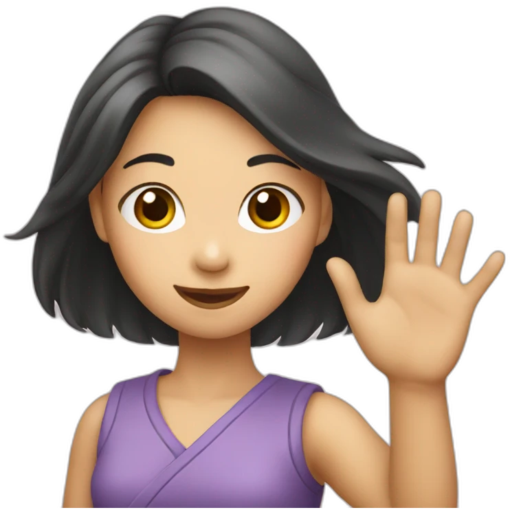 Asian girl waving emoji