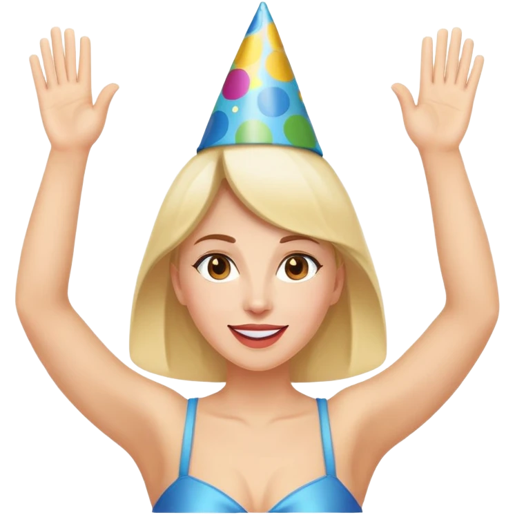 Woman celebrating with both arms up emoji