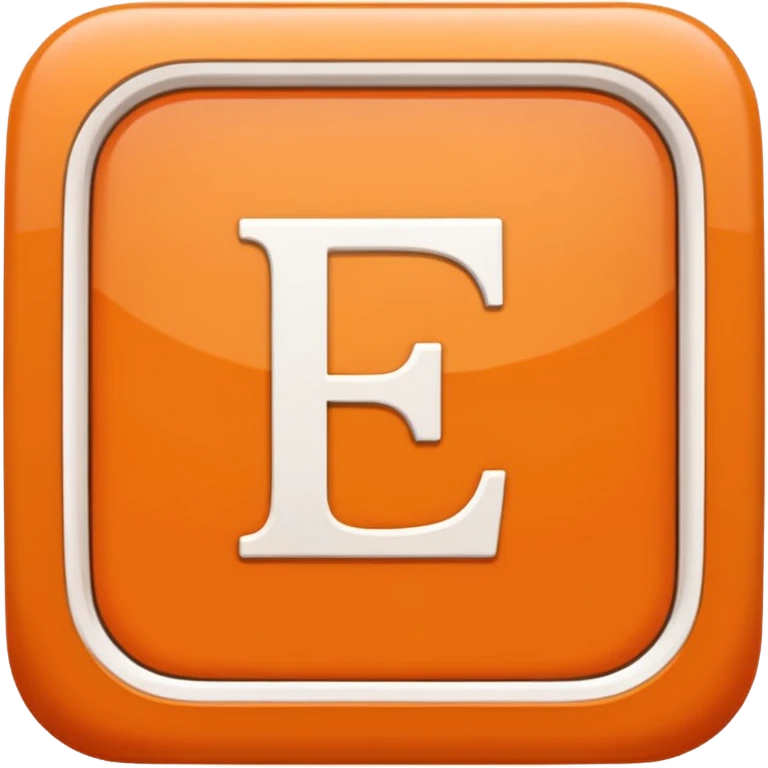 make me an emoji of a orange square with a white E in the center large E must have times new roman font emoji