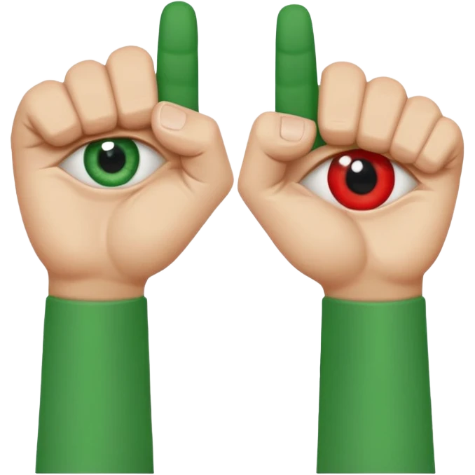 W or L has the appearance of two letters that are combined together, or next to each other. An eye is plastered on each letter, and are attached to legs. The W is green, while the L is red. W’s hand is curled tightly into a fist, and L’s hand is posed in an “L” shape. emoji