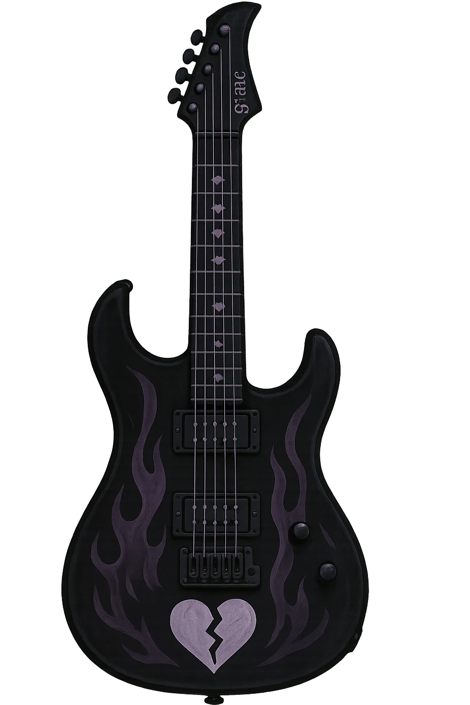 emo-style guitar, black and purple, moody emoji