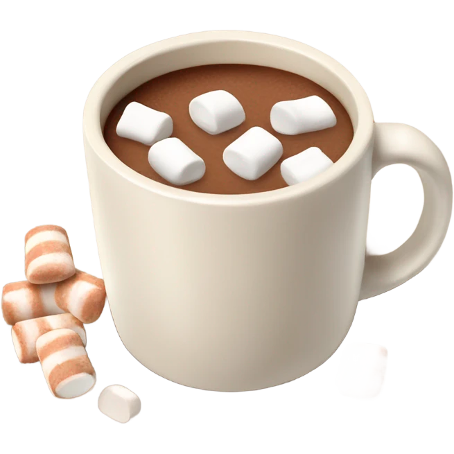 Light beige mug of hot chocolate with marshmallows  emoji