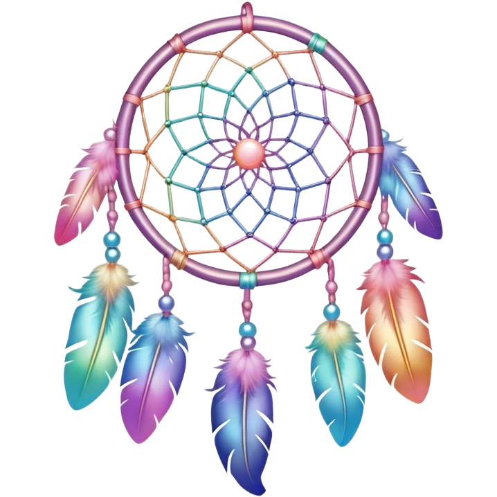 Iridescent pastel rainbow colorful transparent bright light luminescent dream-catcher  emoji