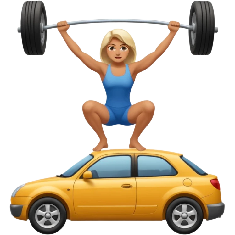 Barefoot woman lifting up a car emoji