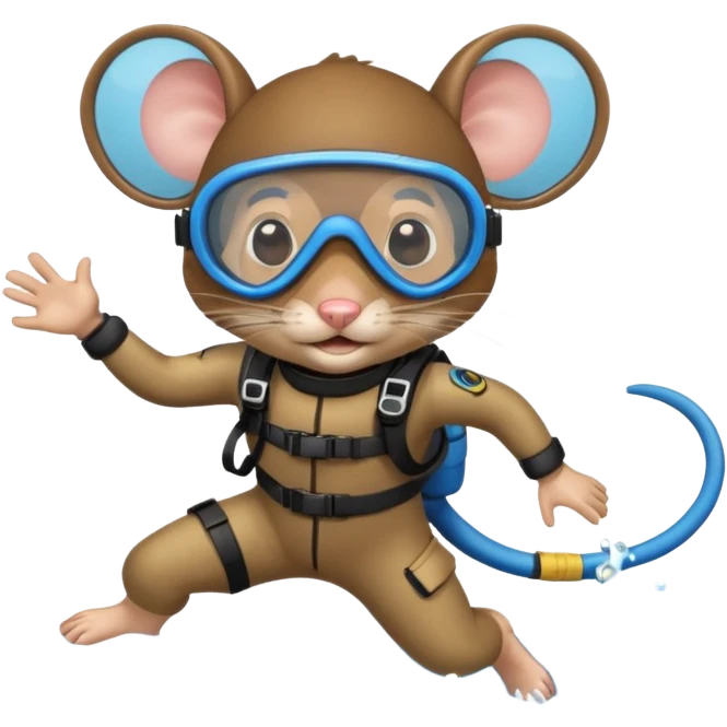 mouse wearing scuba gear dive into the sea emoji