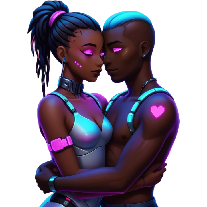 cyberpunk neon love emoji