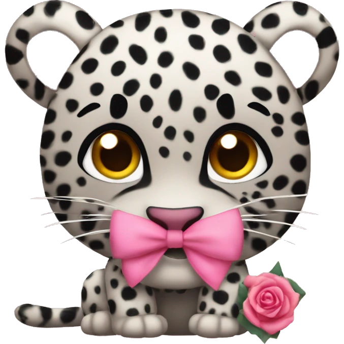 Leopardo con lazo y uñas rosas emoji
