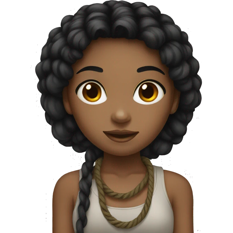 A blackhair girl, with rope emoji