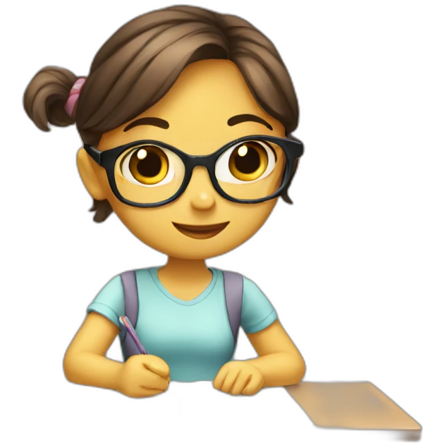 the cute girl is studying emoji