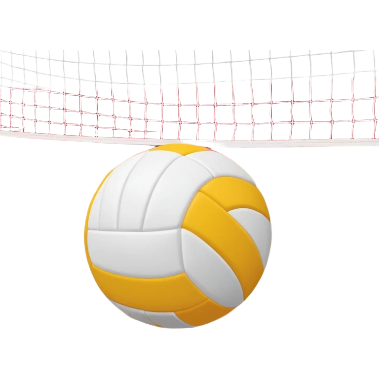 The background shows the stands filled with spectators, creating an energetic atmosphere of a volleyball match, with attention to detail on the equipment and the surrounding environment. A close-up of a volleyball on the court, with the net in focus and the court markings visible.  emoji