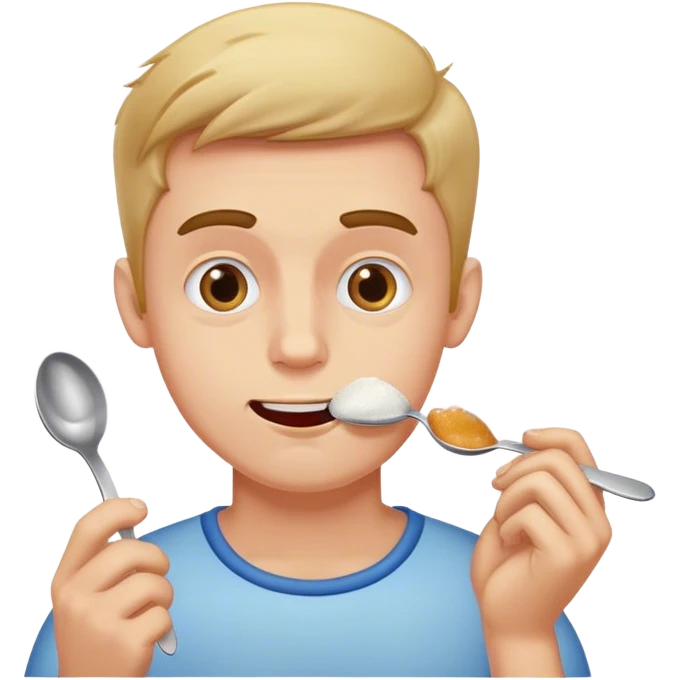 make a man obsessed with sugar eating it out of a spoon emoji