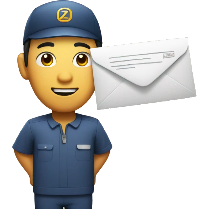Asian Postman with letter emoji