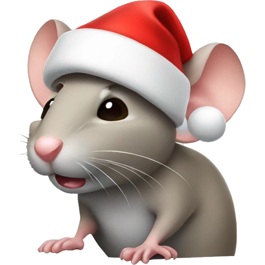 Rat wearing a Santa hat emoji