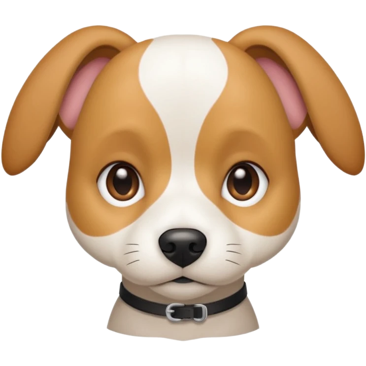 a white beagle x maltese x chi dog the size of a kelpie with light brown ears and a light brown patch on one eye emoji