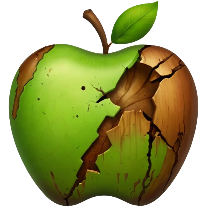 A rotten apple emoji resembling the apple inc logo. No face. emoji