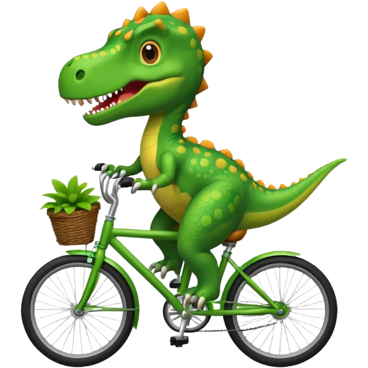 Cute dinosaur riding a bike  emoji