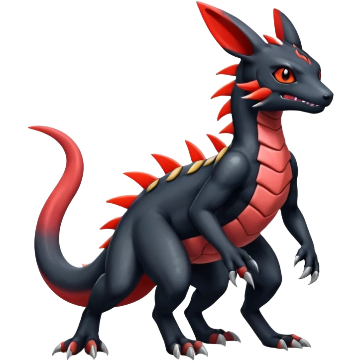 Shiny Cool Badass Realistic Exotic Colorful Guilmon-Salandit-Umbreon-Fakémon-hybrid-creature (full body)  emoji