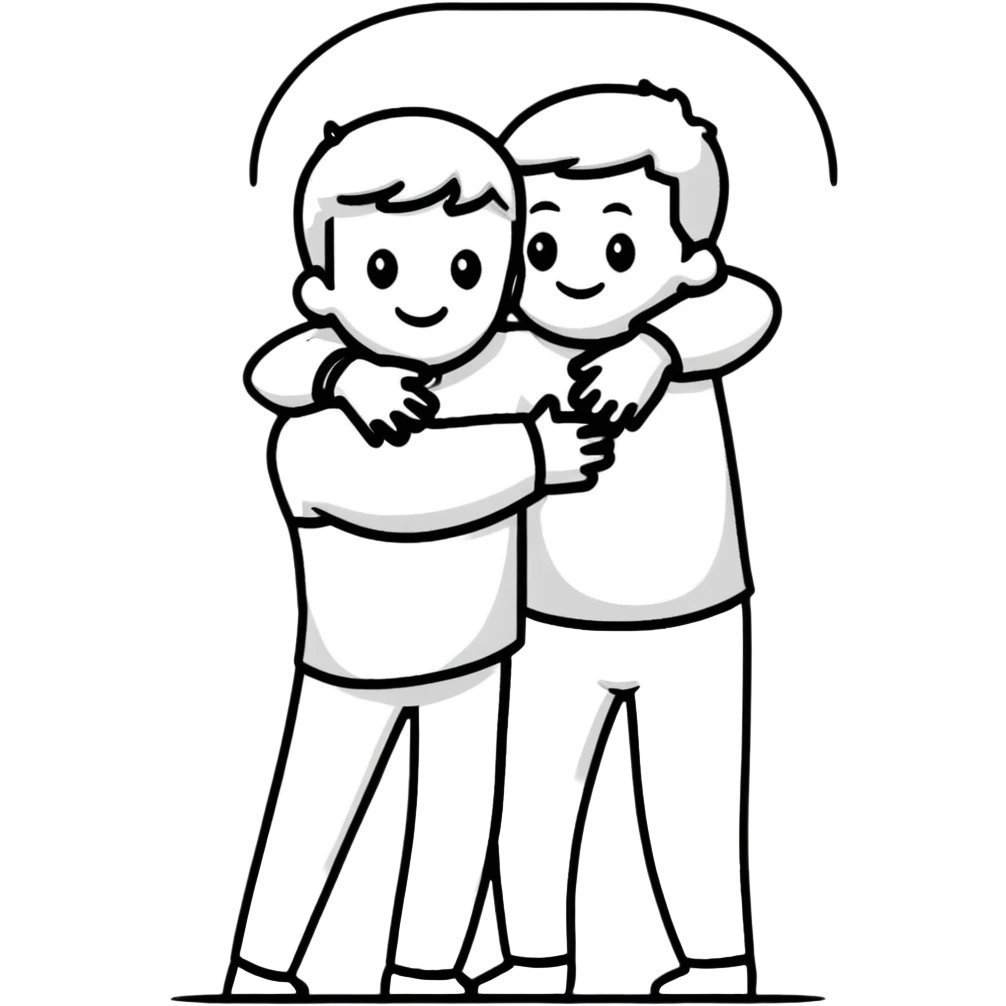 two friends hugging each other warmly emoji