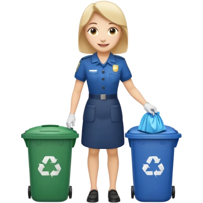 full body housekeeper open trash can and put the trash emoji