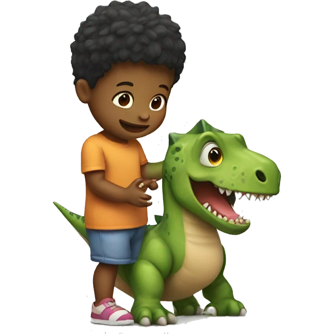 Toddler playing with a dinosaur  emoji
