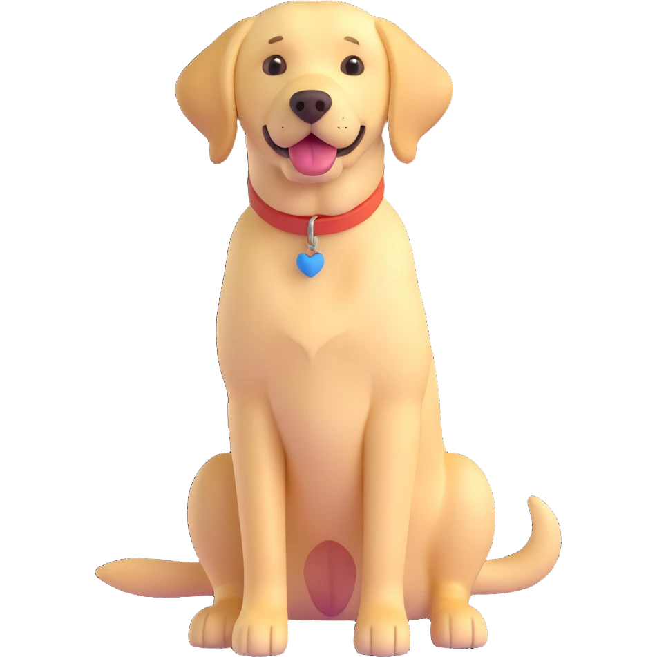 blonde yellow Labrador retriever, friendly expression, sitting emoji