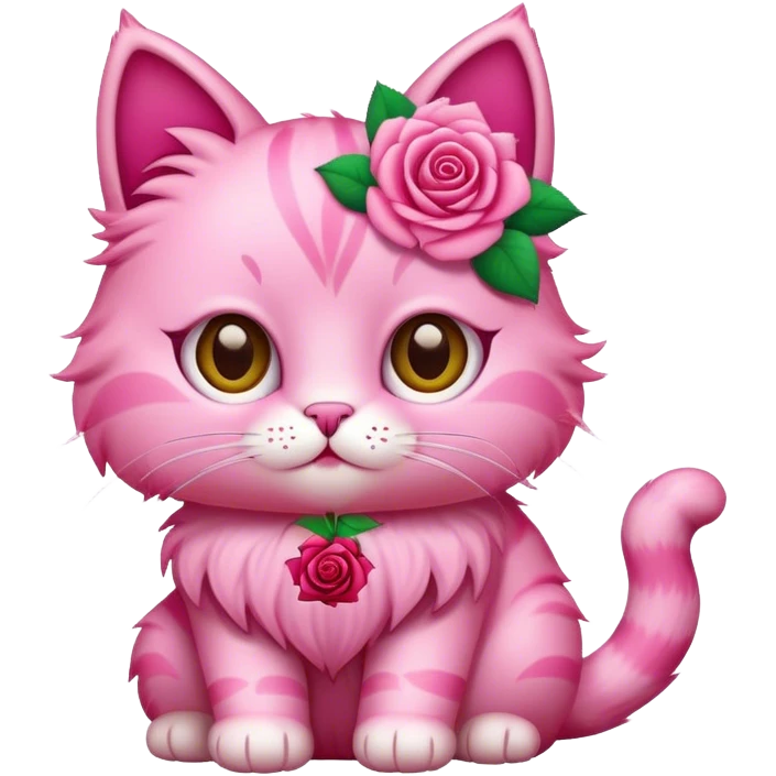 Pink cat with a rose emoji
