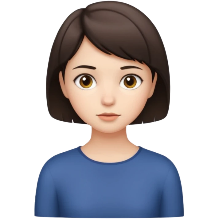 classic emoji of a short-haired brunette girl with neutral expression emoji