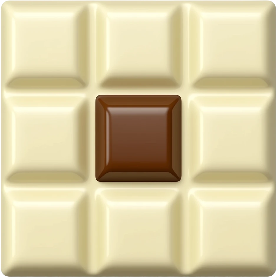 Emoji chocolat blanc avec seulement le carré du centre marron emoji
