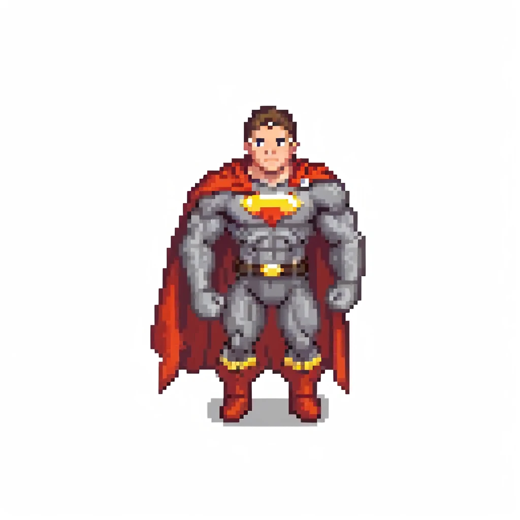 round superhuman icon with super strength, muscular hero with cape emoji