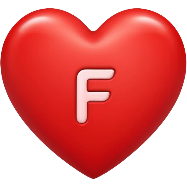 un corazon rojo con la letra f en el centro emoji