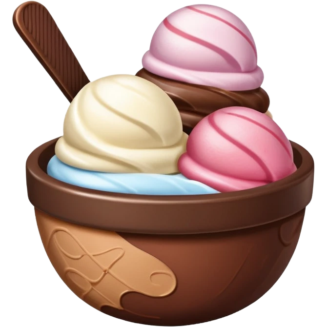 Neapolitan ice cream scoops in a bowl emoji