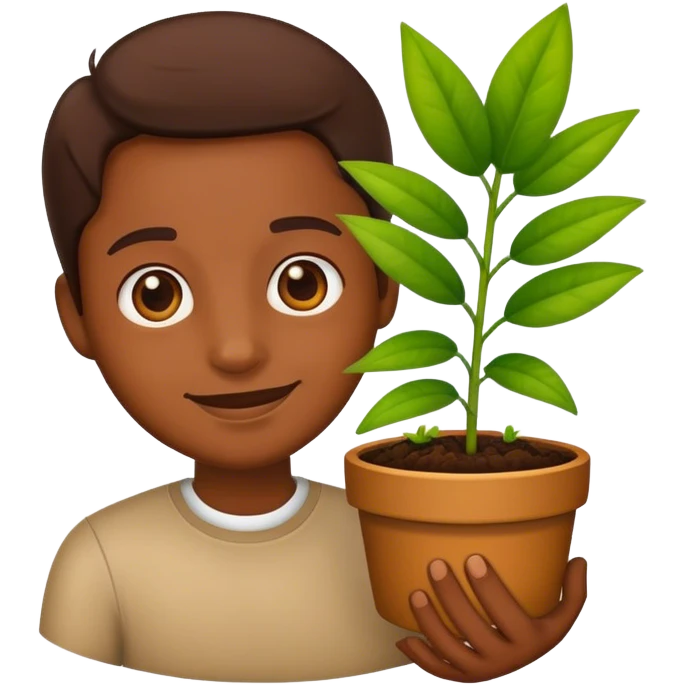 Emoji holding a plant emoji