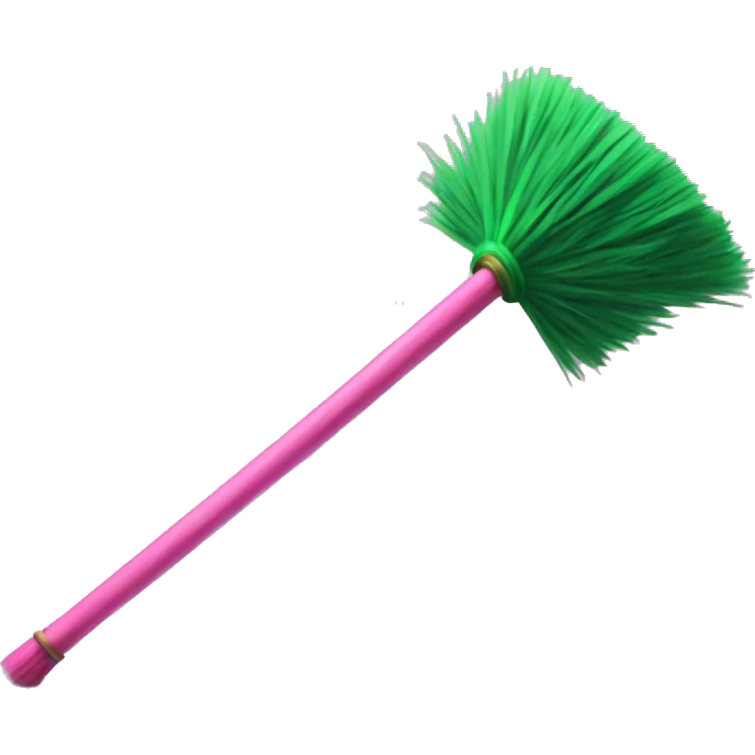 Pink wand duelling a green broom emoji