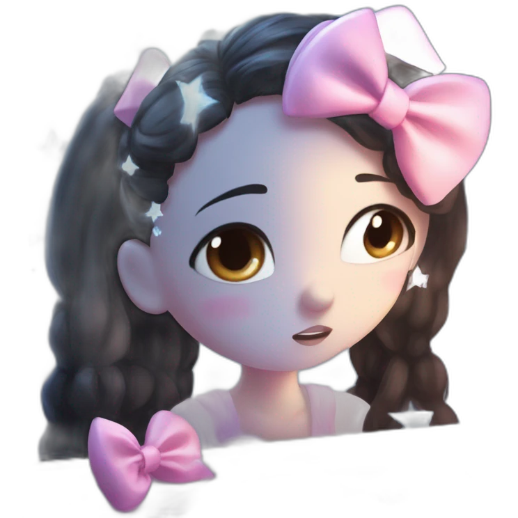 reflection in pink bow mirror emoji