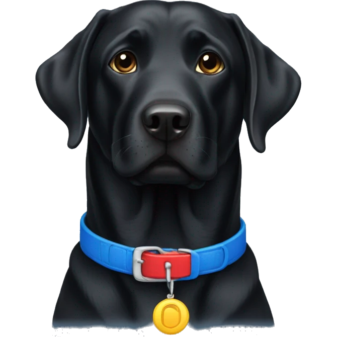 black labradors, 2, red collar, blue collar. emoji