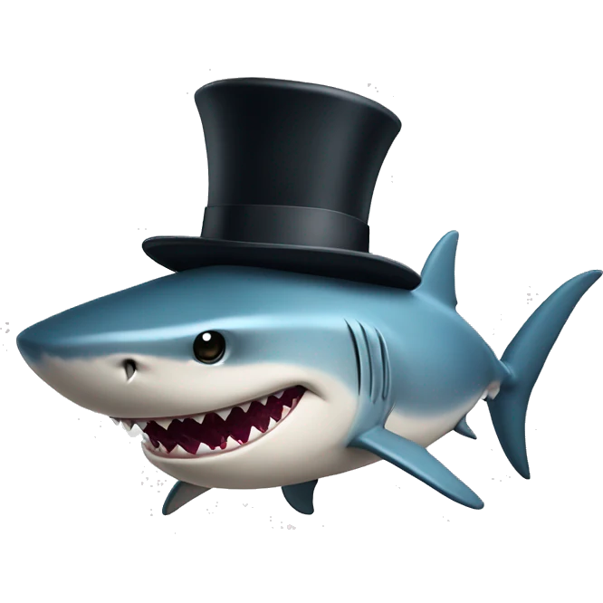 Shark with a top hat emoji