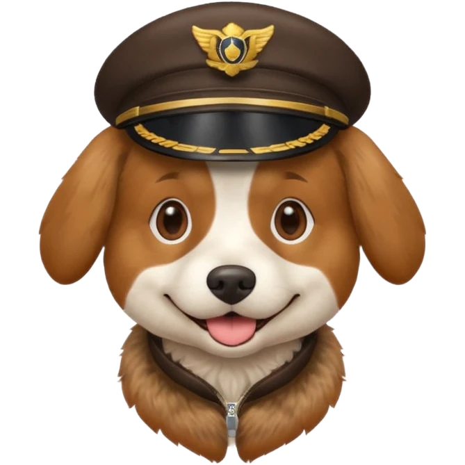 Dog with old school pilot hat emoji