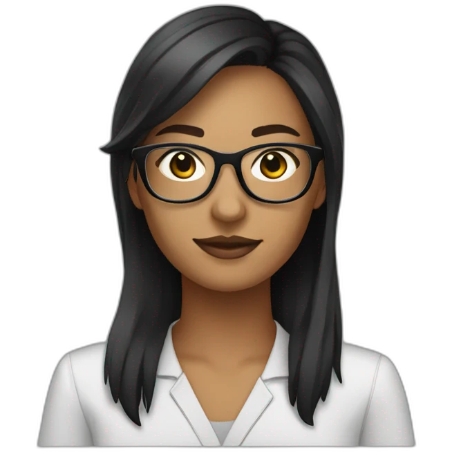 data analyst intern with glasses and black hairfemale emoji