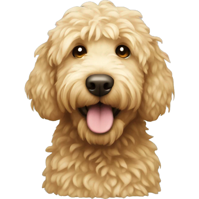 Golden doodle using the toilet emoji