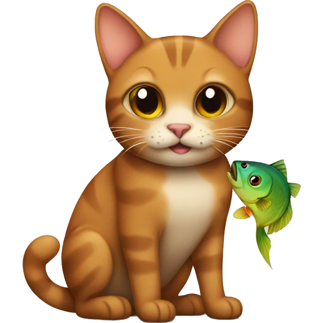 Brown cat with a fish  emoji